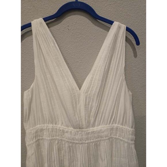 Vince Women's Pleated Double V-Neck Midi Dress White Size M Casual - Picture 1 of 10